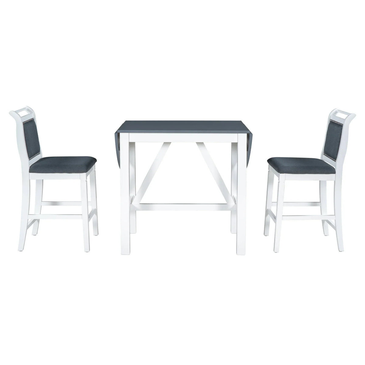 Nouveauté 2026 – Ensemble de salle à manger pliant 3 pièces en bois Harper & Bright Designs : table à abattants et 2 chaises de bar rembourrées, idéal pour les petits espaces, marron