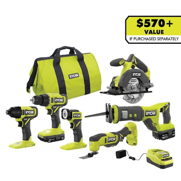 Nouveauté 2026 – Kit combiné sans fil ONE+ 18 V comprenant 6 outils, une batterie de 1,5 Ah, une batterie de 4,0 Ah et un chargeur