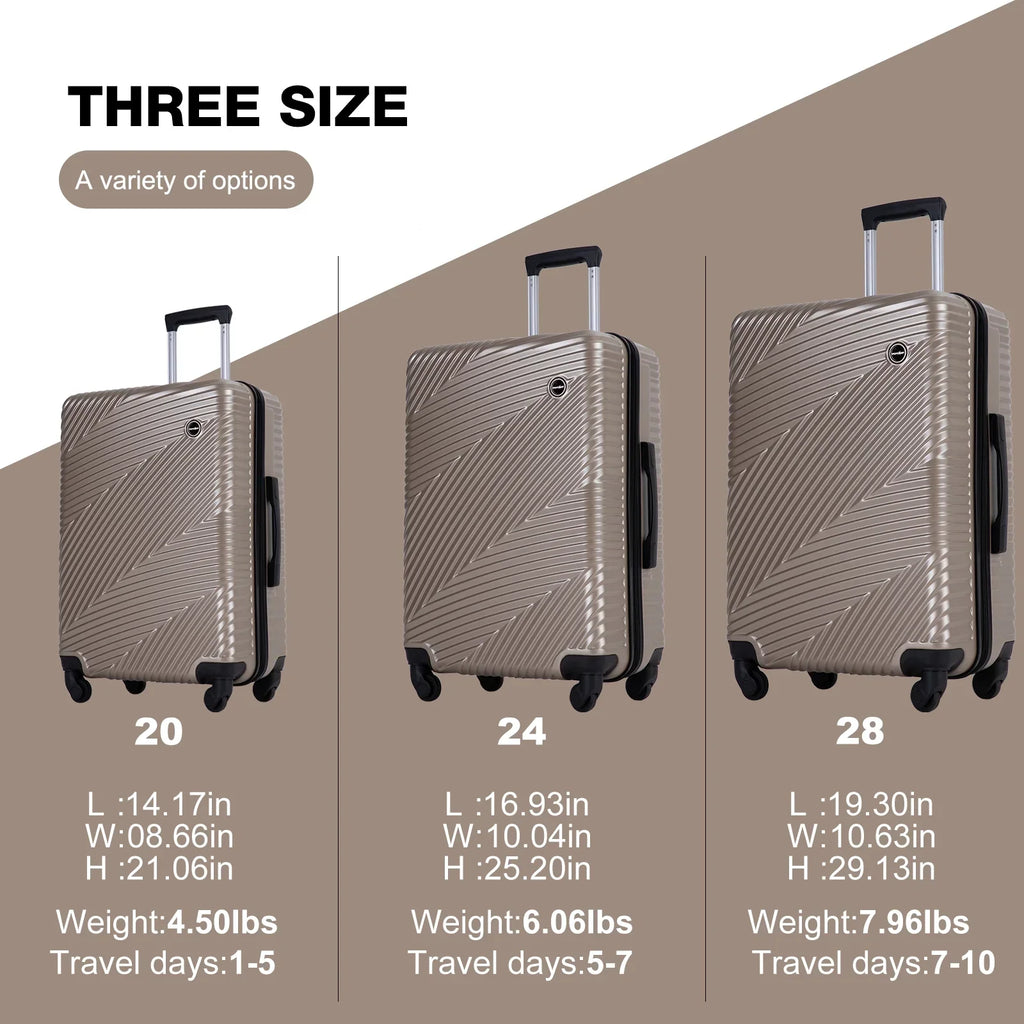 Nouveauté 2026 – Ensemble de 3 valises Tripcomp , valise rigide légère à roulettes multidirectionnelles 20 po, 24 po, 28 po (bleu