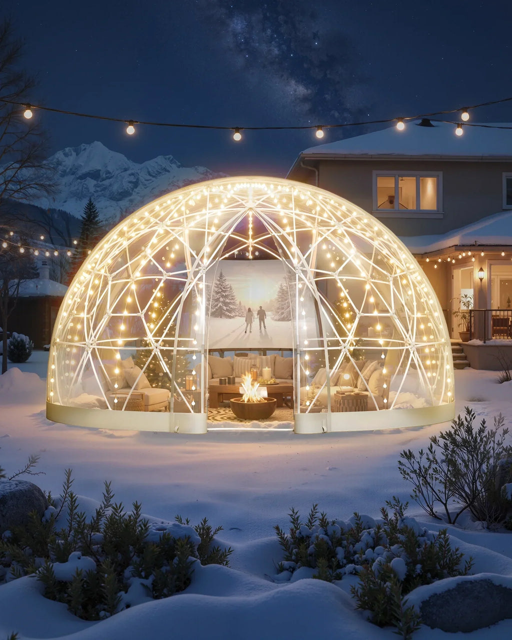 Nouveauté 2026 – Tente dôme de jardin VEVOR , 3,66 x 2,20 m, tente bulle transparente d'extérieur pour 4 à 7 personnes, serre géodésique résistante aux intempéries avec fenêtre, tentes igloo en PVC pour jardin, terrasse, camping, fêtes et mariages