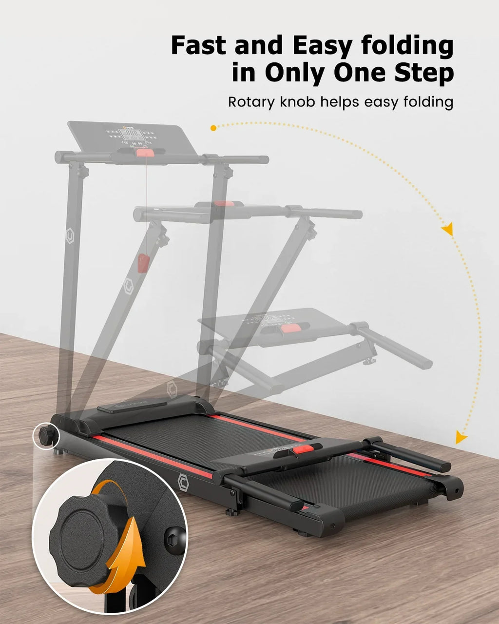 Nouveauté 2026 – Tapis de course pliable UREVO , mini-tapis de course portable de 2,25 CV pour la maison et le bureau, tapis de course compact avec 12 modes HIIT, écran LCD, capacité de 120 kg