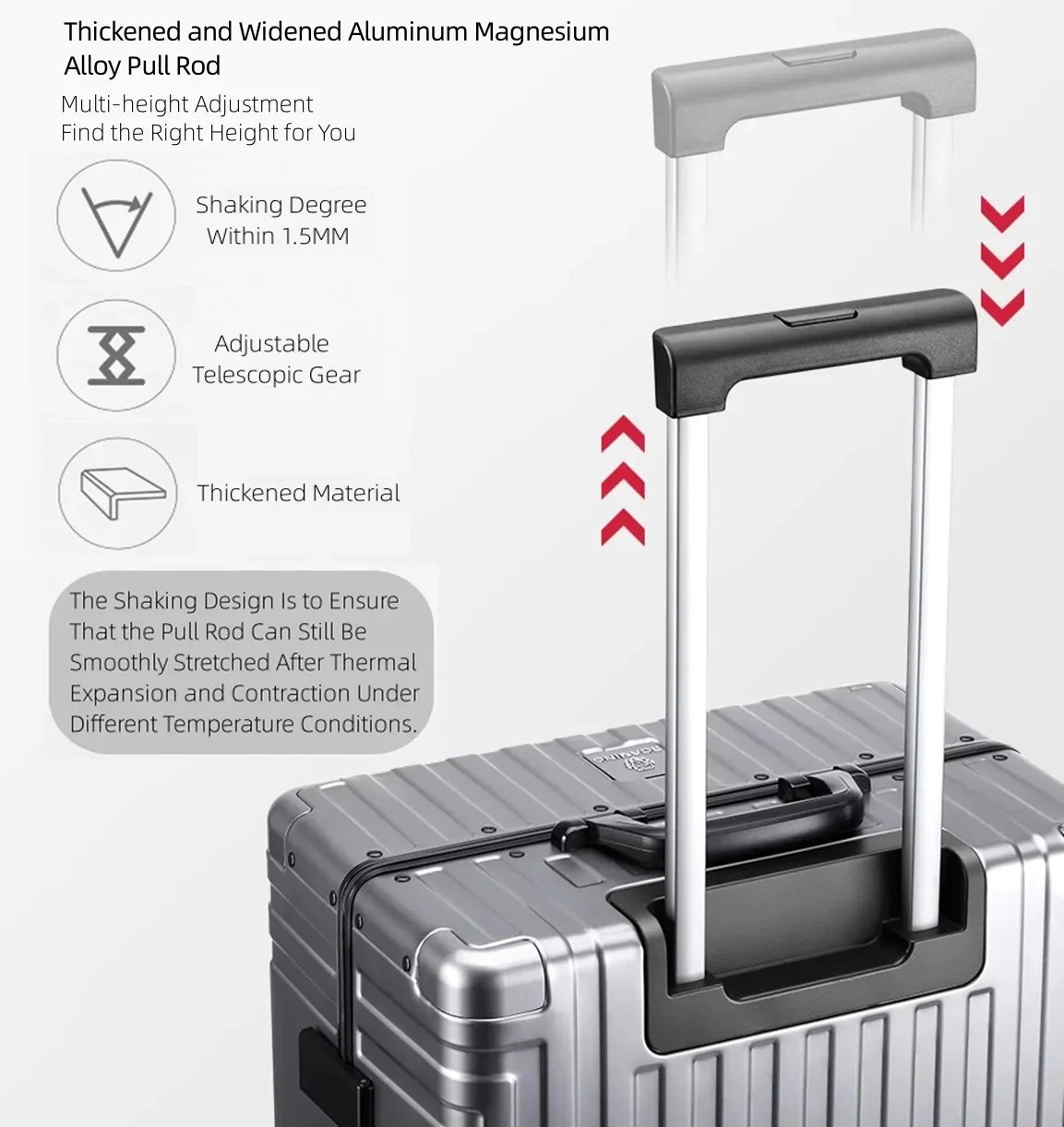 Nouveauté 2026 – Valise rigide en aluminium , approuvée par les compagnies aériennes, sans fermeture éclair, avec roulettes multidirectionnelles, idéale pour les voyages d'affaires et de loisirs
