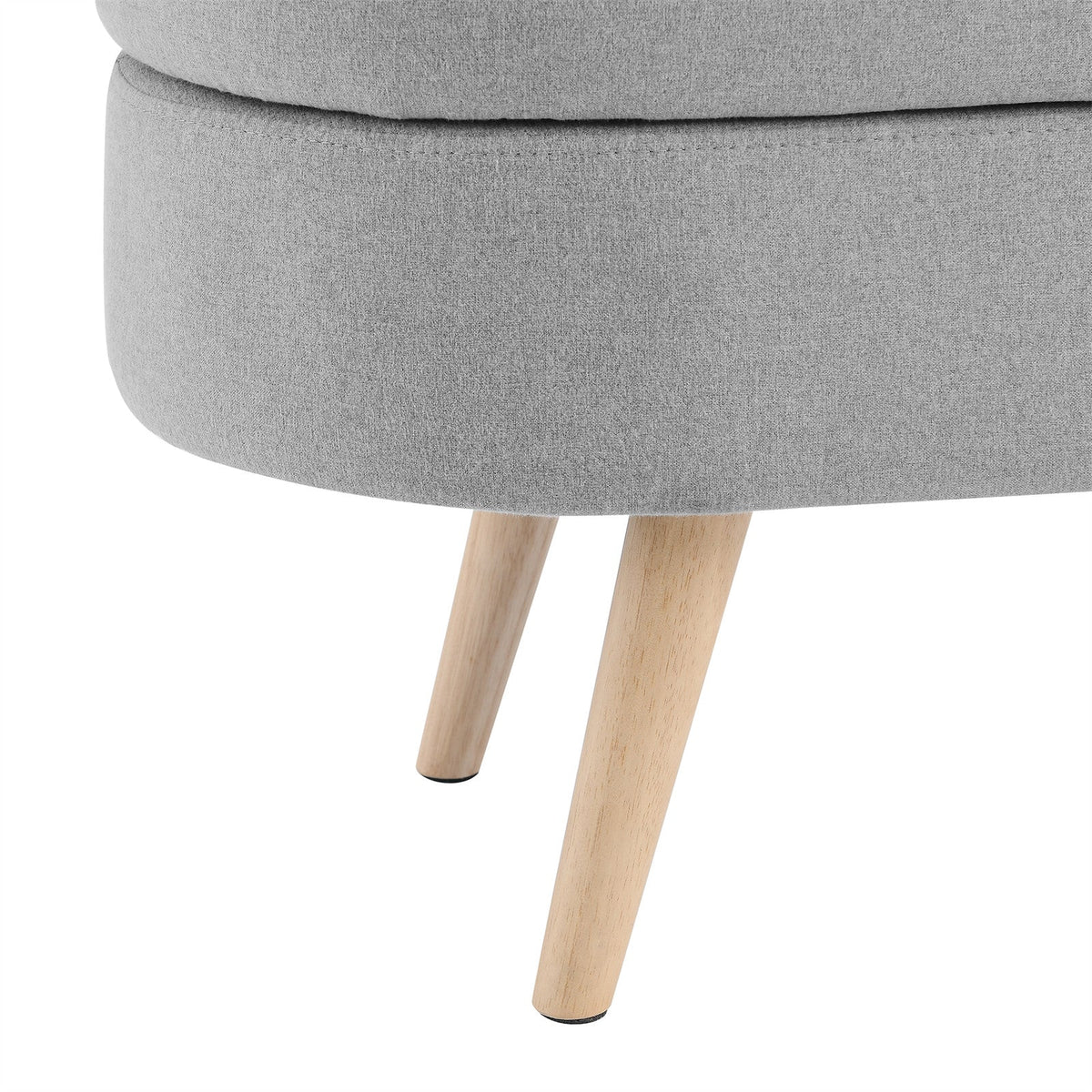 Nouveauté 2026 – Nouveau banc ottoman de rangement ovale de 110 cm (43,5 po) avec pieds en bois massif, revêtement en lin, charnière de sécurité, idéal pour l'entrée ou comme banc d'intérieur au pied du lit, à côté d'un canapé ou dans une entrée