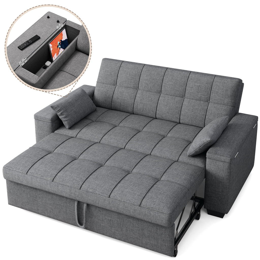 Nouveauté 2026 – Canapé-lit convertible 3 en 1 Lofka avec rangement, dossier réglable et fonction gigogne - Fauteuil-lit idéal pour les petits espaces et les appartements, gris foncé