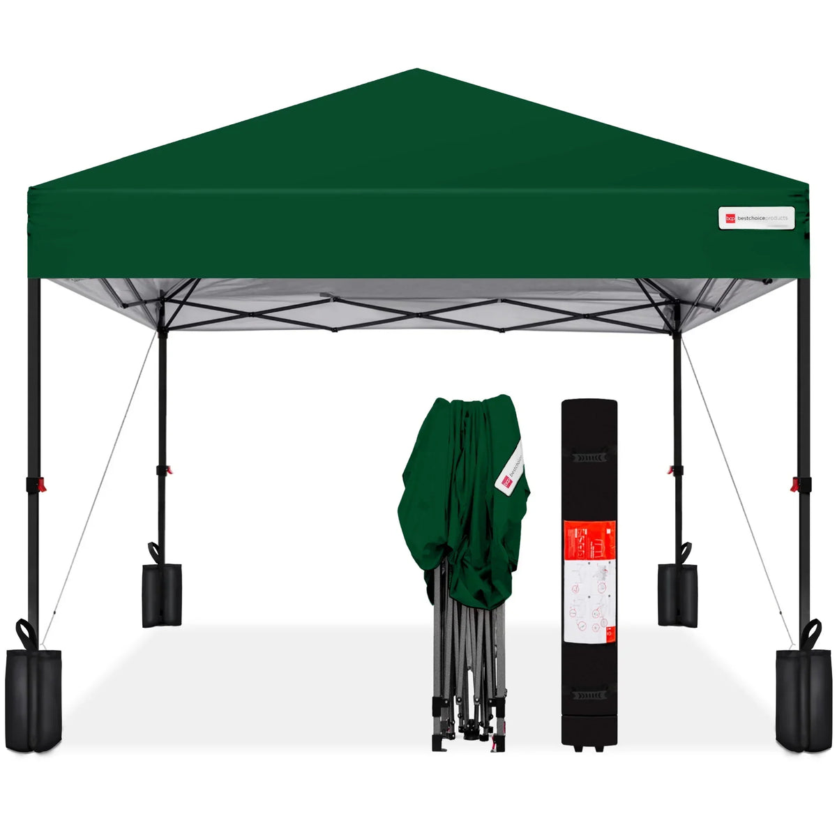 Nouveauté 2026 – Best Choice Products 3,66 m x 3,66 m - Abri pliant facile à monter avec installation en un clic, sac à roulettes et 4 sacs de lestage - Bleu marine