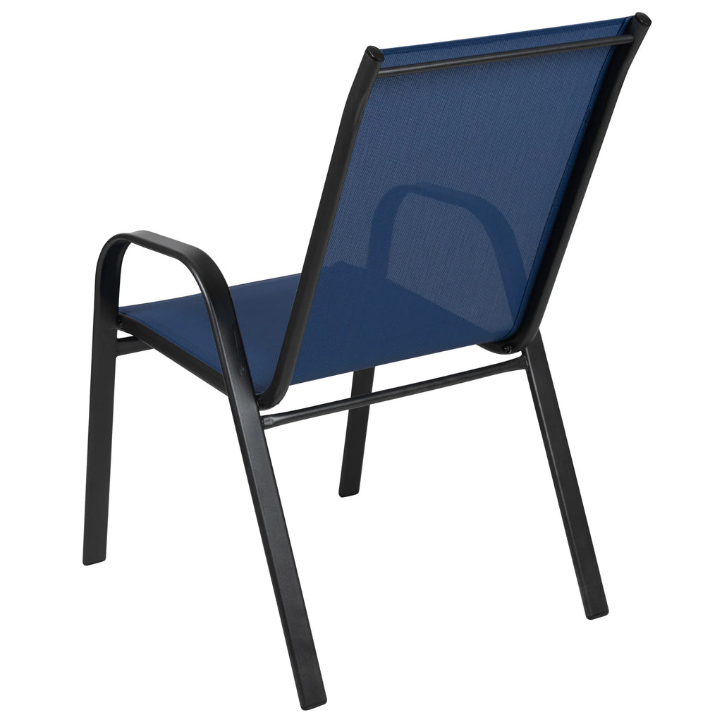 Nouveauté 2026 – Lot de 5 chaises empilables d'extérieur BizChair noires , revêtement Flex Comfort et structure en métal
