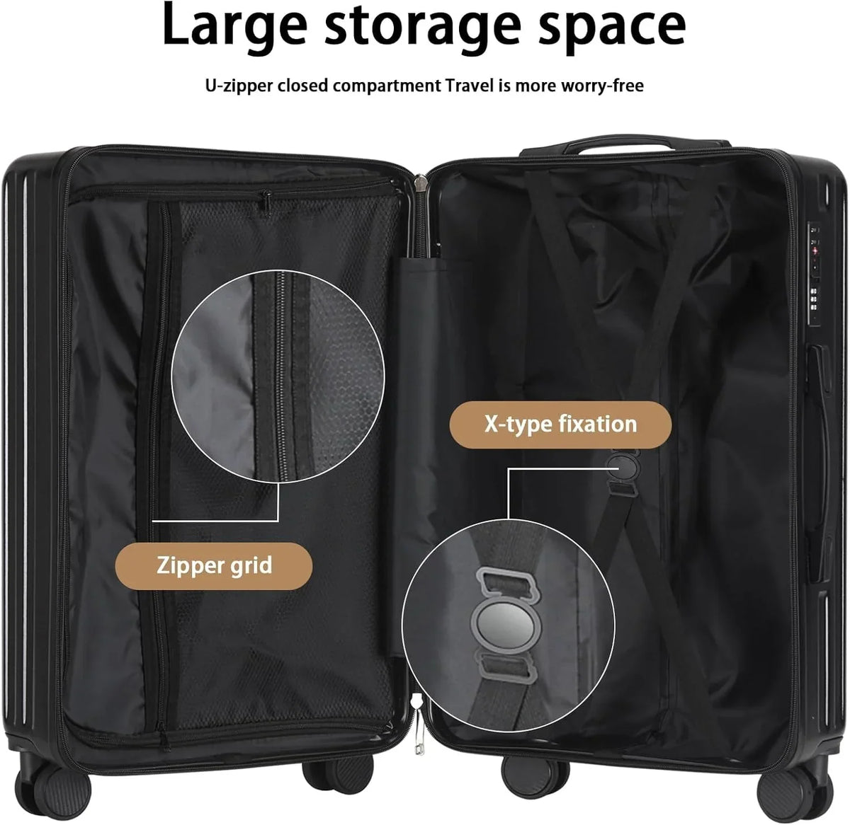 Nouveauté 2026 – Valise cabine 20 de 51 cm (20 pouces) avec porte-gobelet et port USB, approuvée par les compagnies aériennes et verrouillable TSA, légère, en polycarbonate, avec roulettes pivotantes à 360°