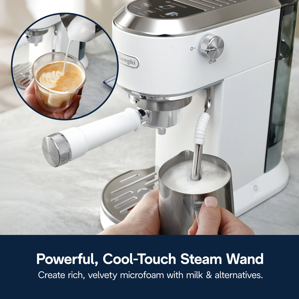 Nouveauté 2026 – Machine à expresso De’Longhi Dedica Duo , format compact avec mousseur intégré pour latte art, expresso, café infusé à froid, lattes et plus encore, acier inoxydable