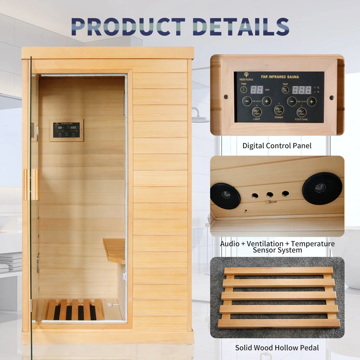 Nouveauté 2026 – Sauna infrarouge lointain OUTEXER 800 W avec résistances en carbone, bois de pruche du Canada, usage intérieur