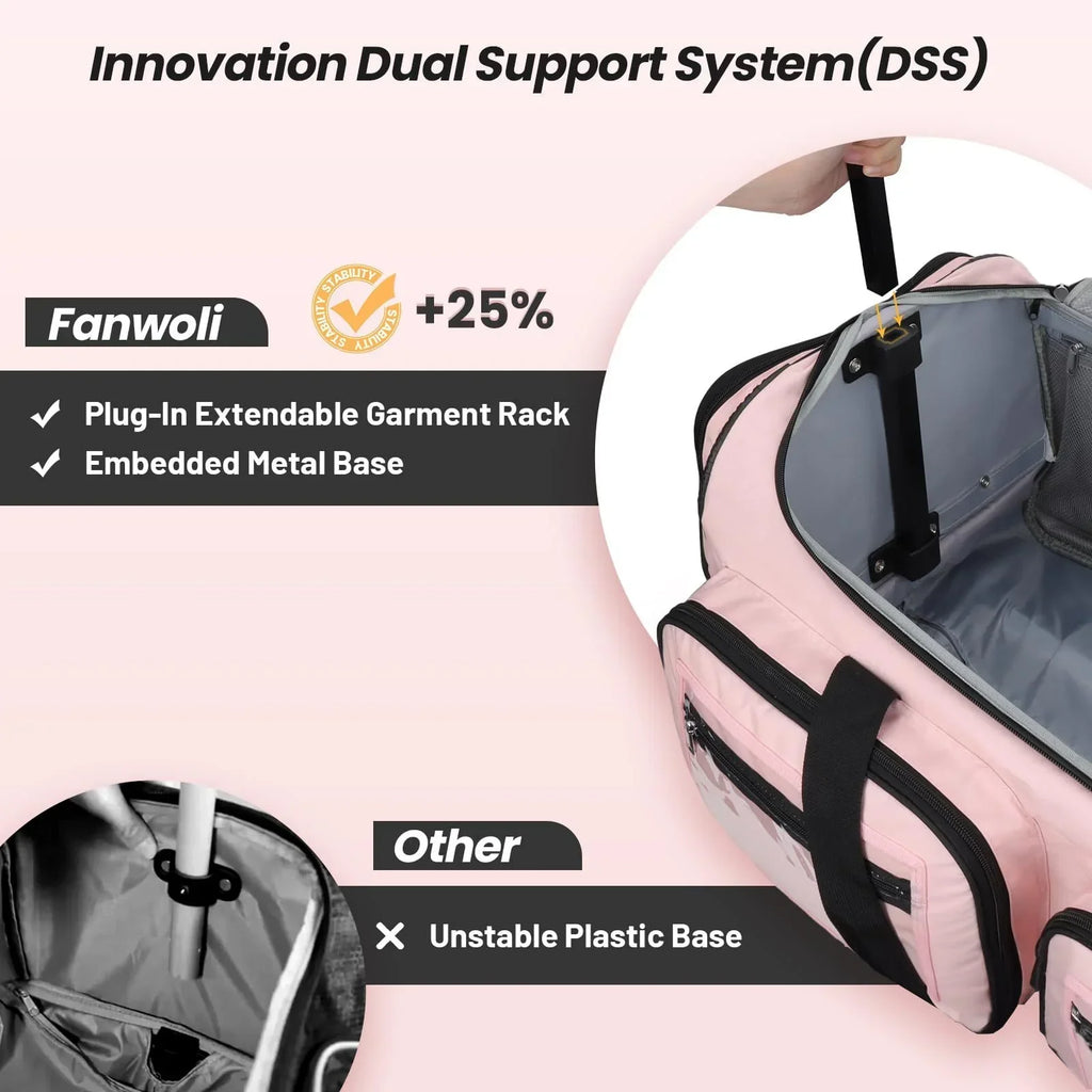 Nouveauté 2026 – Sac de danse Fegat avec portant - Sac de danse pliable à roulettes de 71 cm (28 pouces) pour compétitions, danse, spectacles, streamers et athlètes. Valise légère à roulettes