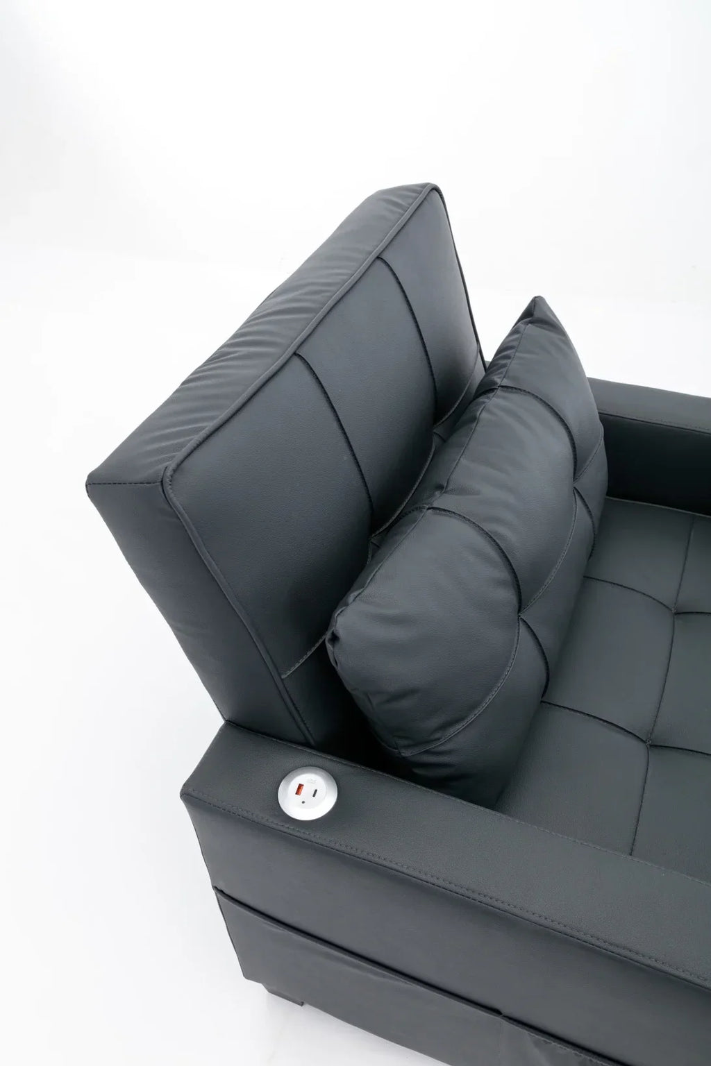 Nouveauté 2026 – Canapé-lit futon convertible , fauteuil-lit multifonctionnel 3 en 1 avec ports USB, dossier inclinable réglable, idéal pour les petits espaces (salon, chambre), revêtement en tissu technique, gris foncé