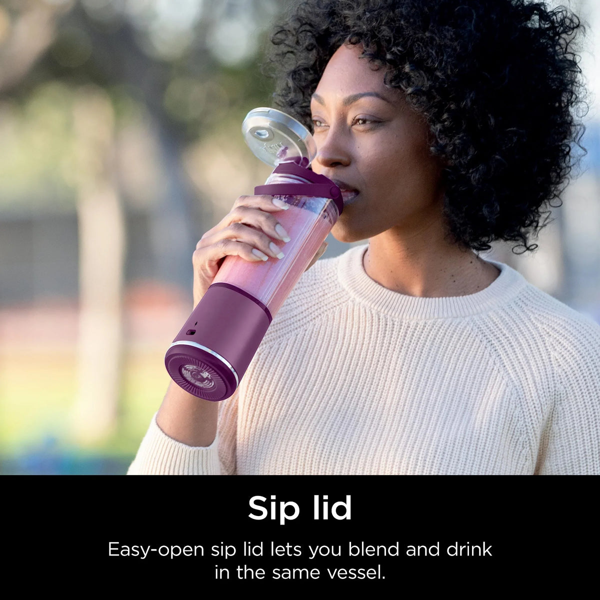 Nouveauté 2026 – Blender portable Ninja Blast , sans fil, bol de 532 ml (18 oz), blender individuel pour milkshakes et smoothies, sans BPA, couvercle étanche et bec verseur, rechargeable par USB-C, pièces compatibles lave-vaisselle, violet métallisé