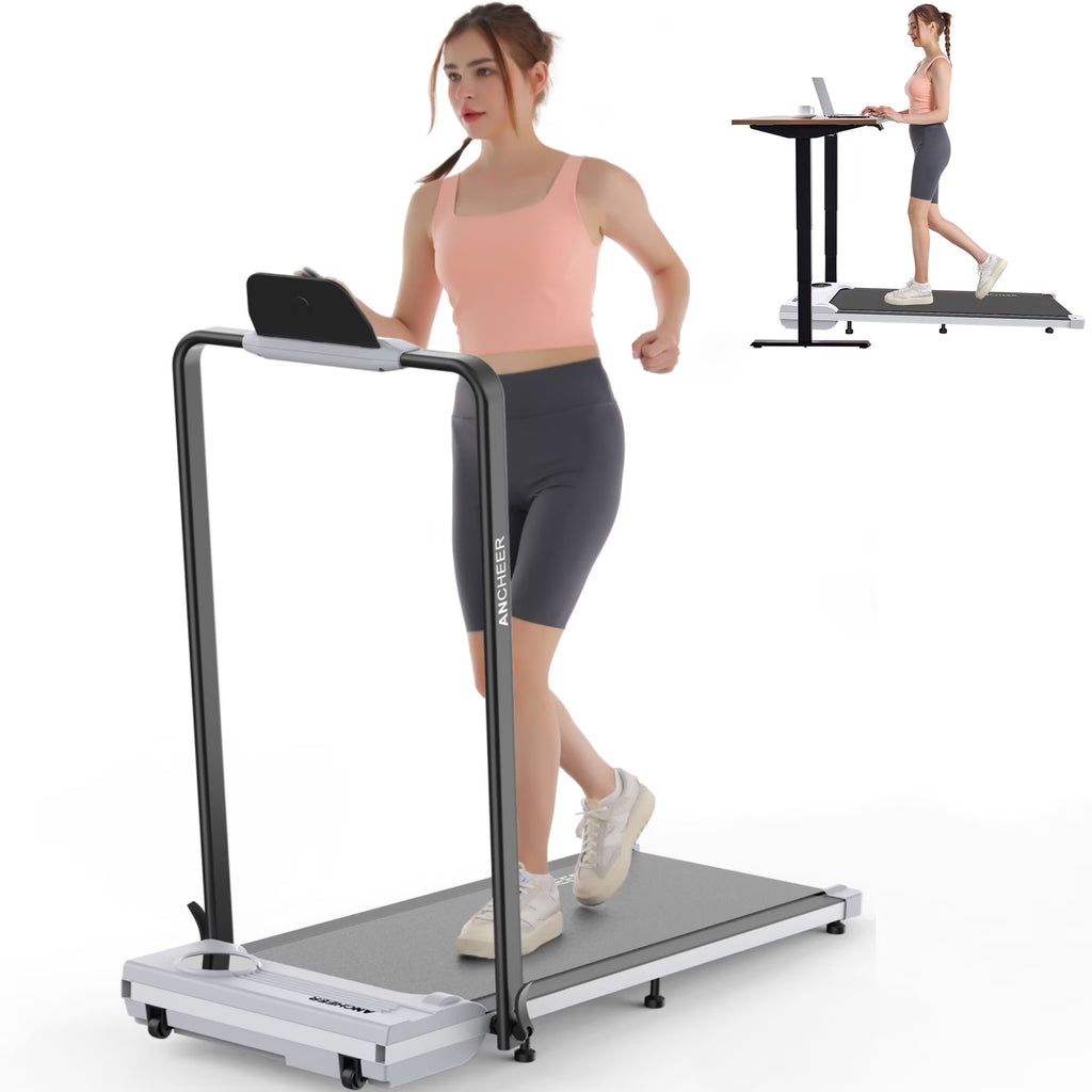 Nouveauté 2026 – Tapis de marche pliable et portable ANCHEER , capacité de 136 kg (300 lb), vitesse de 12 km/h (7,5 mi/h), à placer sous un bureau, avec télécommande et écran LED, 2 en 1, pour la maison, le bureau ou l'exercice (rose