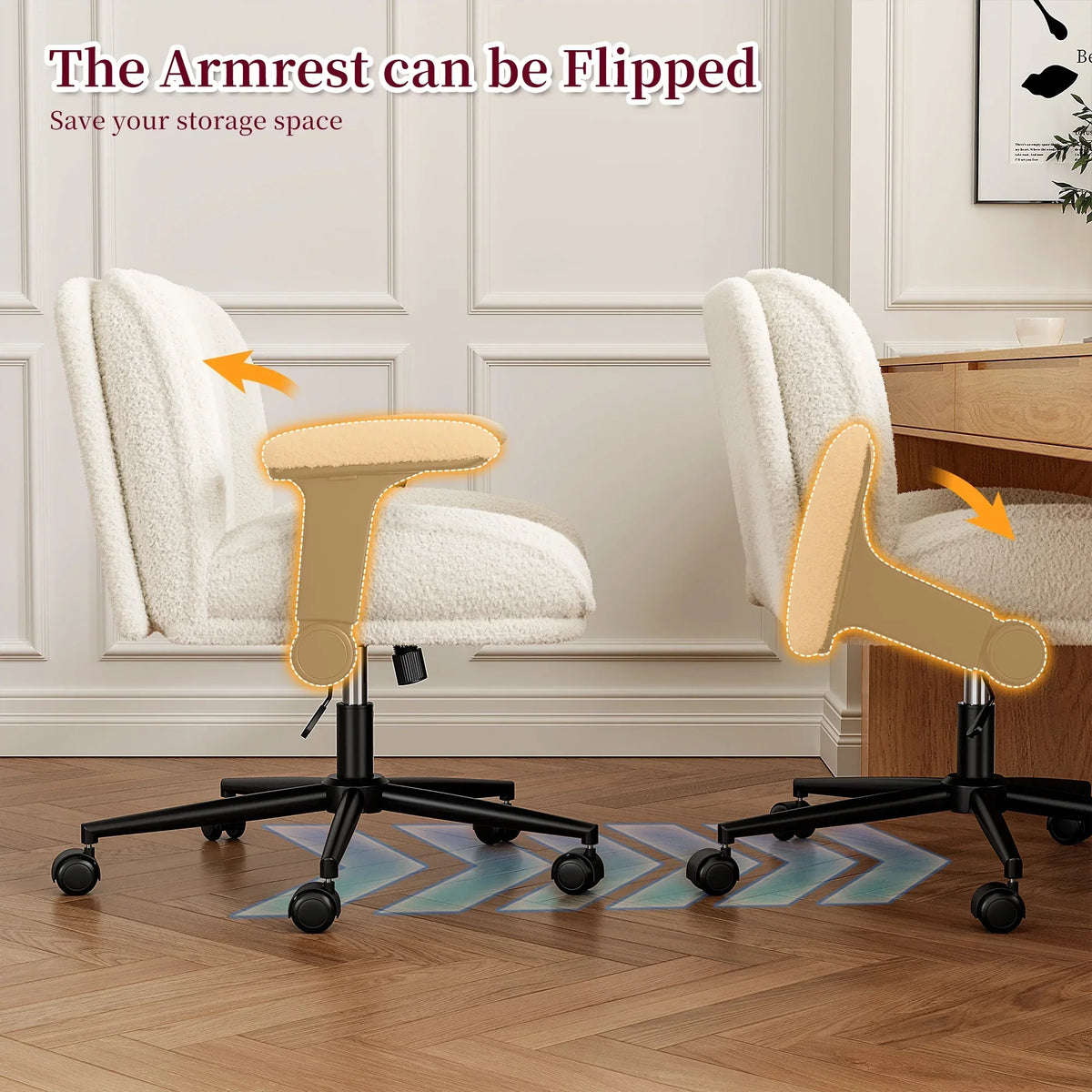 Nouveauté 2026 – Chaise de bureau Romorgniz Criss Cross avec accoudoirs réglables, soutien lombaire, dossier inclinable, coussin épais et roulettes. Idéale pour le bureau, les jeux vidéo, la lecture ou la coiffeuse. Couleur : blanc cassé