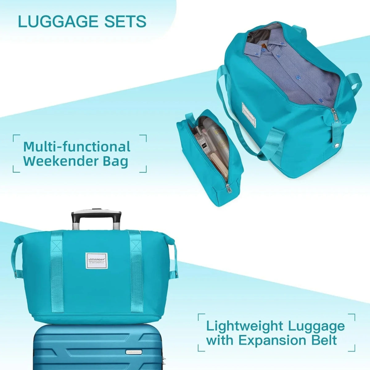 Nouveauté 2026 – Ensemble de 6 valises rigides comprenant des valises extensibles à roulettes pivotantes avec serrure TSA, 25 % de capacité supplémentaire, un sac de voyage et une trousse de toilette, valises en ABS crème
