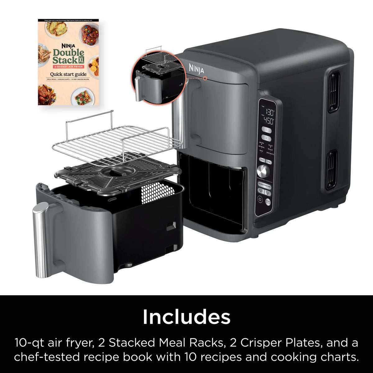 Nouveauté 2026 – Friteuse à air Ninja DoubleStack XL 10 QT à 2 paniers