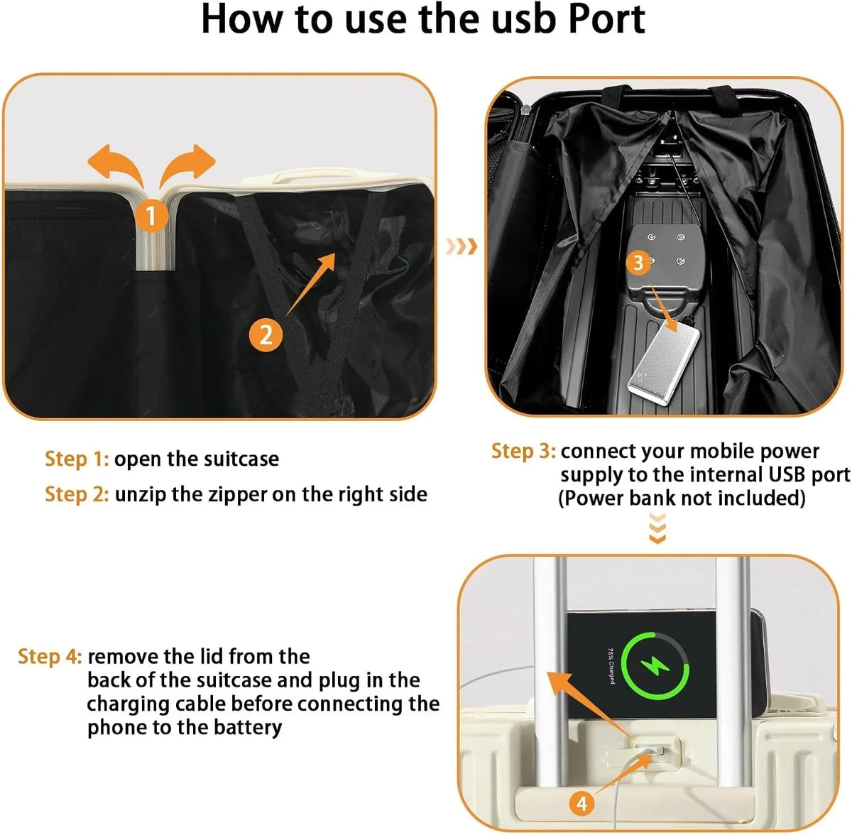 Nouveauté 2026 – Valise cabine 20 de 51 cm (20 pouces) avec porte-gobelet et port USB, approuvée par les compagnies aériennes et verrouillable TSA, légère, en polycarbonate, avec roulettes pivotantes à 360°