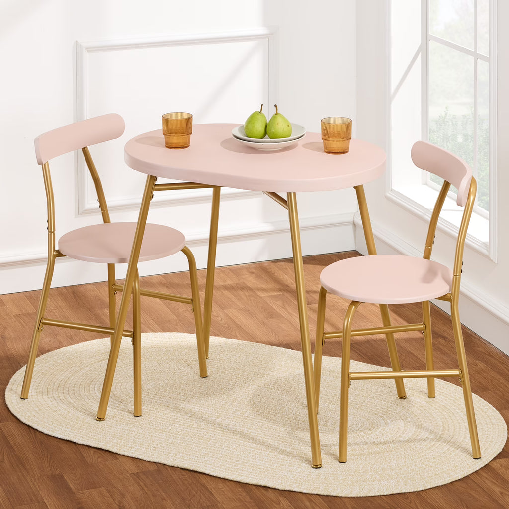 Nouveauté 2026 – Ensemble table et chaises ovales modernes 3 pièces Best Choice Products , petit coin repas avec 2 chaises - Noir/Noir