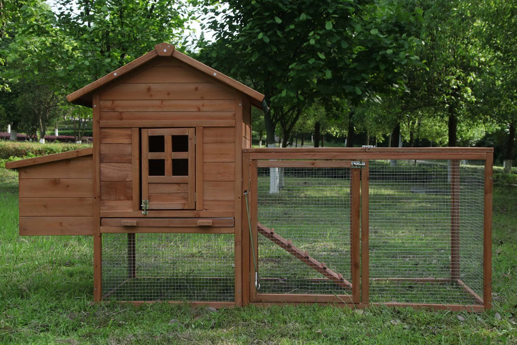 Nouveauté 2026 – Poulailler d'extérieur moyen en bois de 203 cm (80 pouces) avec nichoir, cage à volailles et clapier pour animaux de compagnie