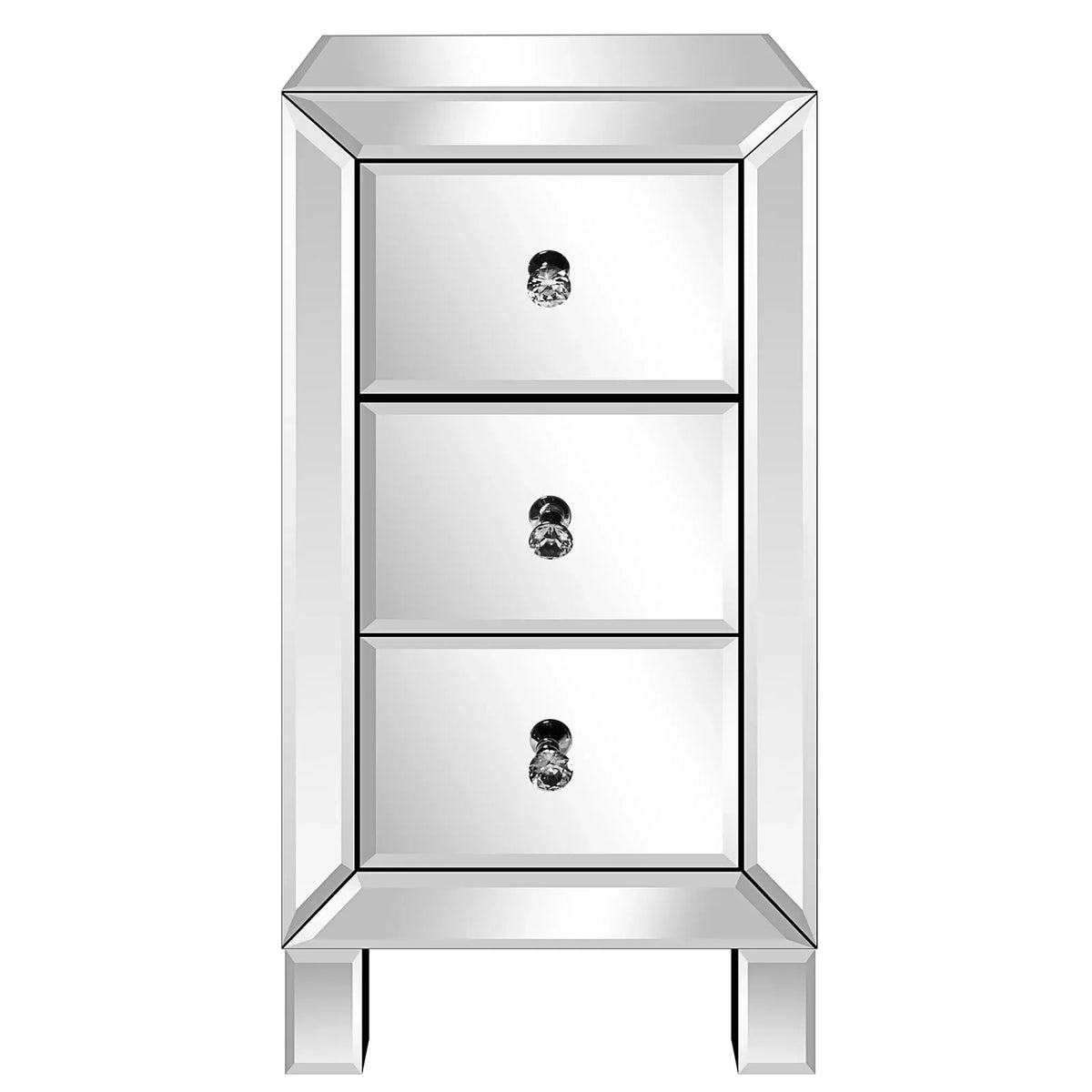 Nouveauté 2026 – Table de chevet Zimtown en verre miroir avec 3 tiroirs et rangement pour chambre à coucher