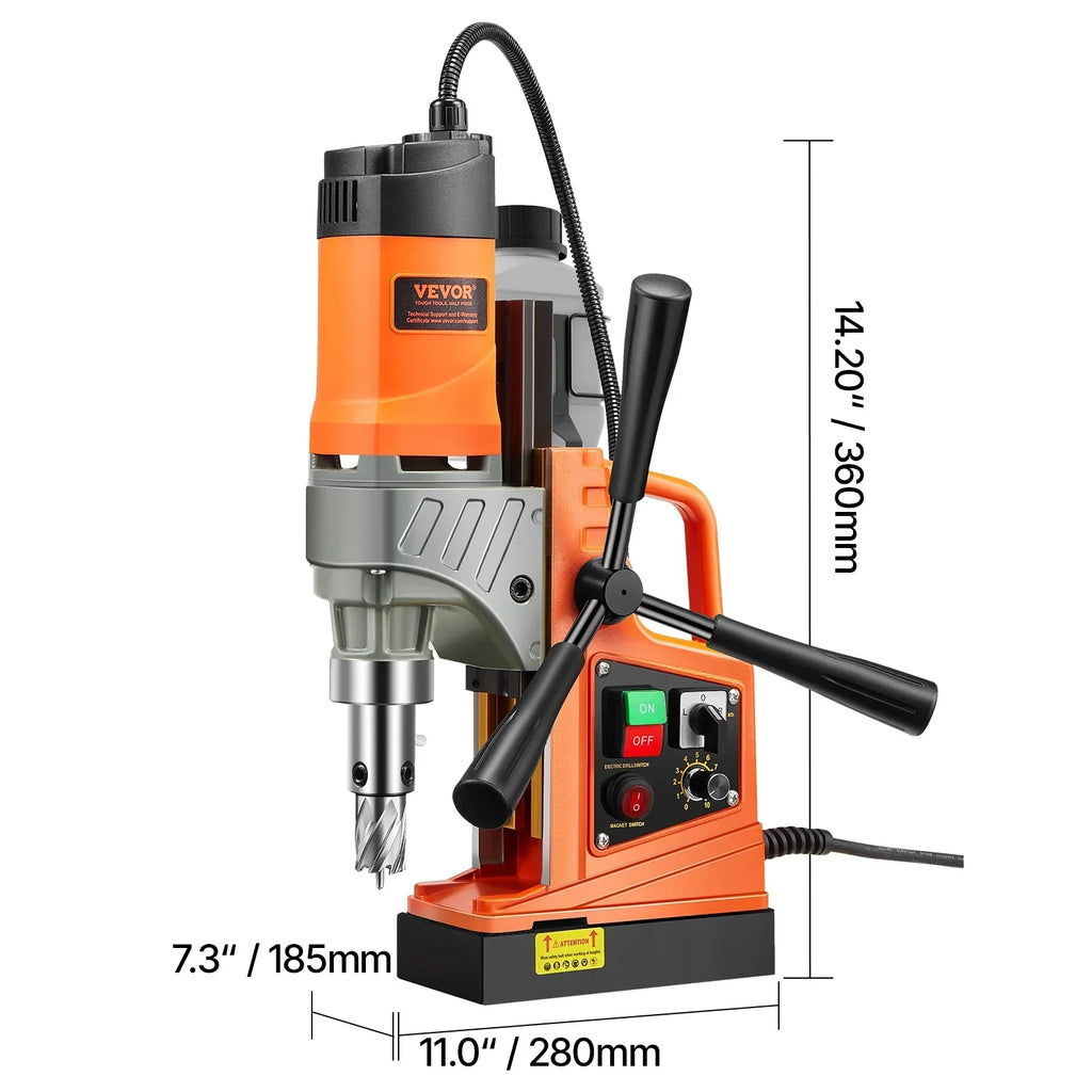 Nouveauté 2026 – Perceuse magnétique VEVOR , moteur de 1450 W, diamètre d'alésage de 50 mm, force de 1808 kgf, perceuse magnétique électrique portable, avec 6 forets à carottage, vitesse variable, machine à percer les surfaces métalliques, pour le br