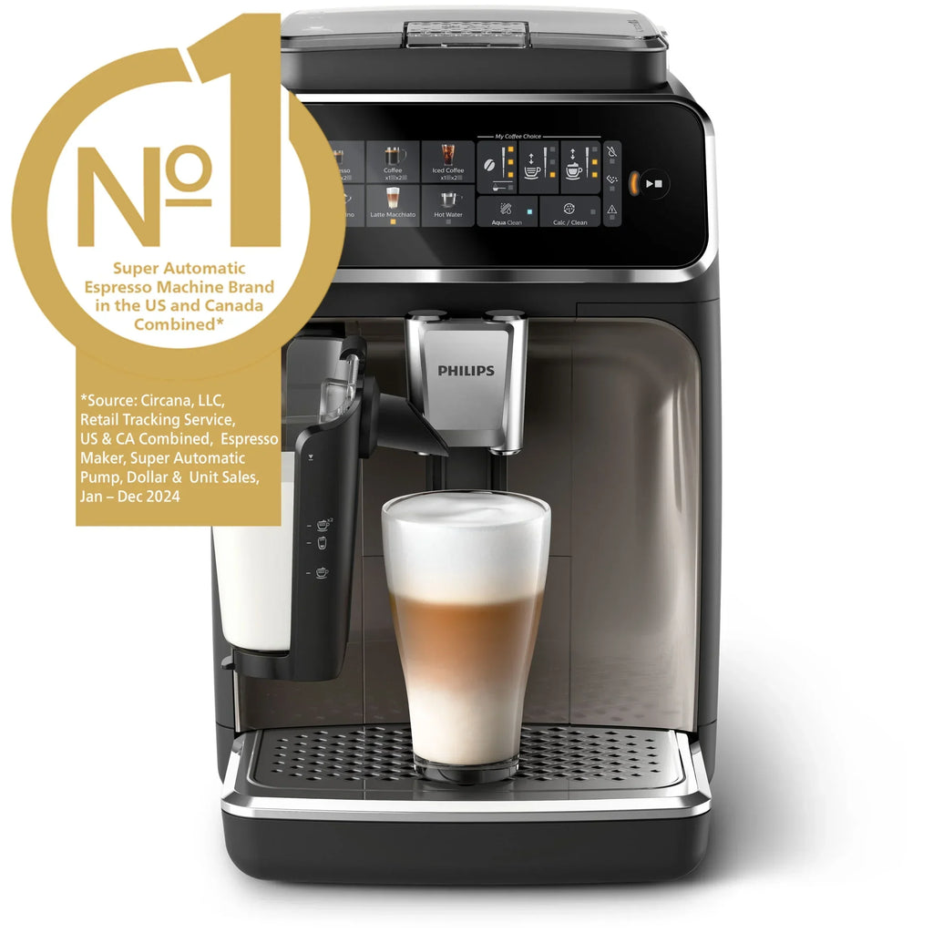 Nouveauté 2026 – Machine à expresso entièrement automatique Philips 3300 avec mousseur à lait LatteGo, noir et chrome