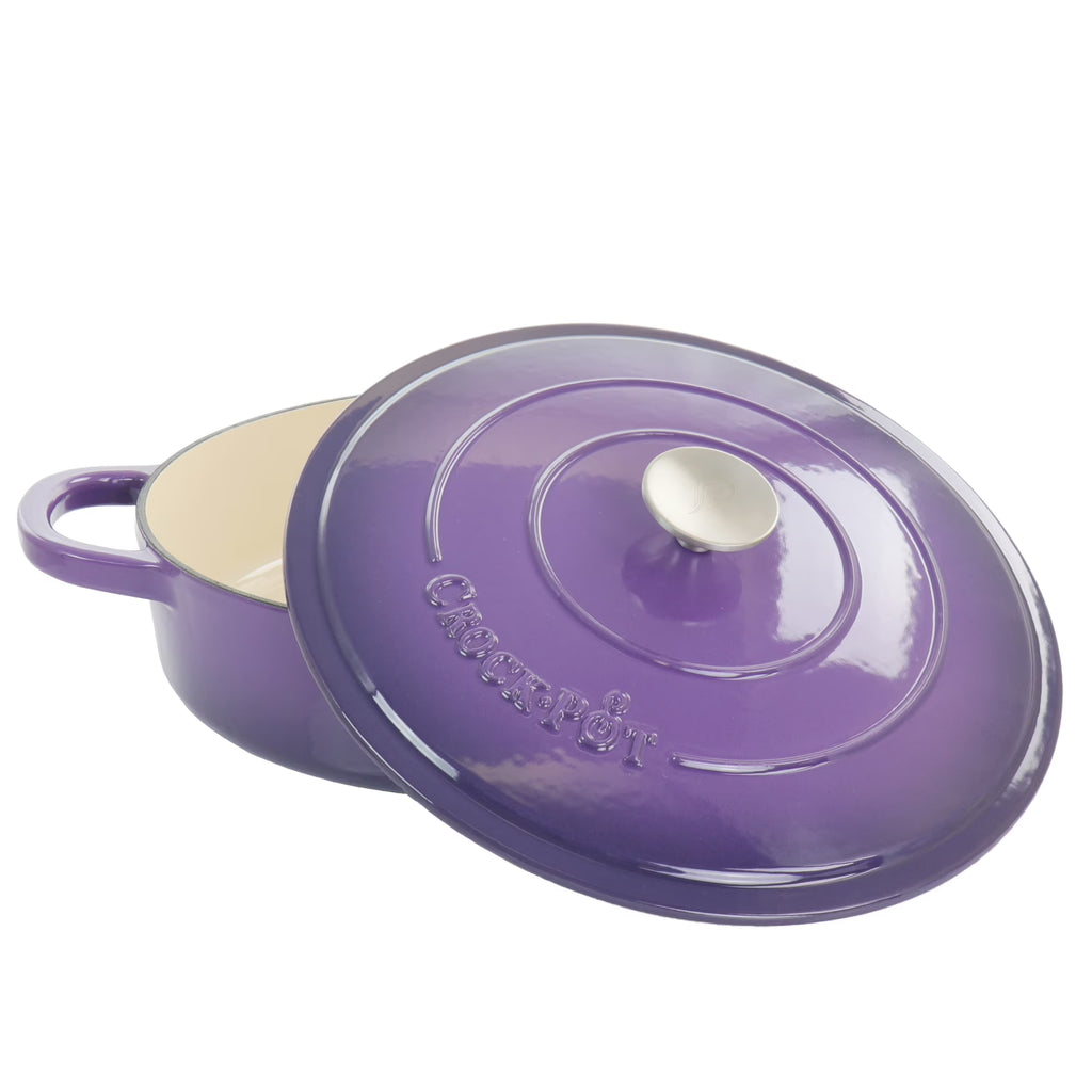 Nouveauté 2026 – Crock-Pot Artisan 2 pièces Cocotte en fonte émaillée de 5 pintes avec couvercle couleur lavande