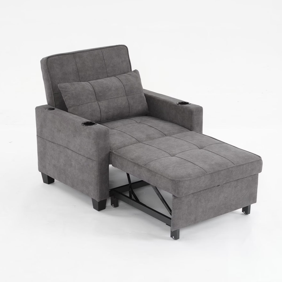 Nouveauté 2026 – Canapé-lit futon convertible , fauteuil-lit multifonctionnel 3 en 1 avec ports USB, dossier inclinable réglable, idéal pour les petits espaces (salon, chambre), revêtement en tissu technique, gris foncé