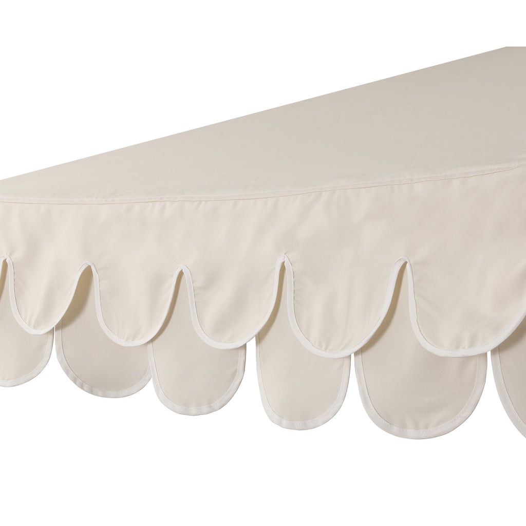 Nouveauté 2026 – Parasol de marché JONATHAN Y Tracy 2,74 m (9 pi), style classique milieu du siècle, franges festonnées, manivelle d'inclinaison automatique, aération et protection UV, rose corail/blanc, mât marron foncé