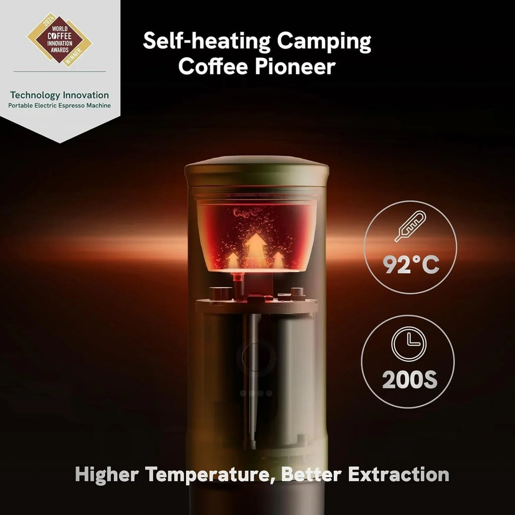 Nouveauté 2026 – Machine à expresso électrique portable OutIn Nano , cafetière de voyage idéale pour le camping et la voiture. Auto-chauffante avec port USB-C, elle fonctionne avec du café moulu et des capsules NS. Parfaite pour les camping-cars, la