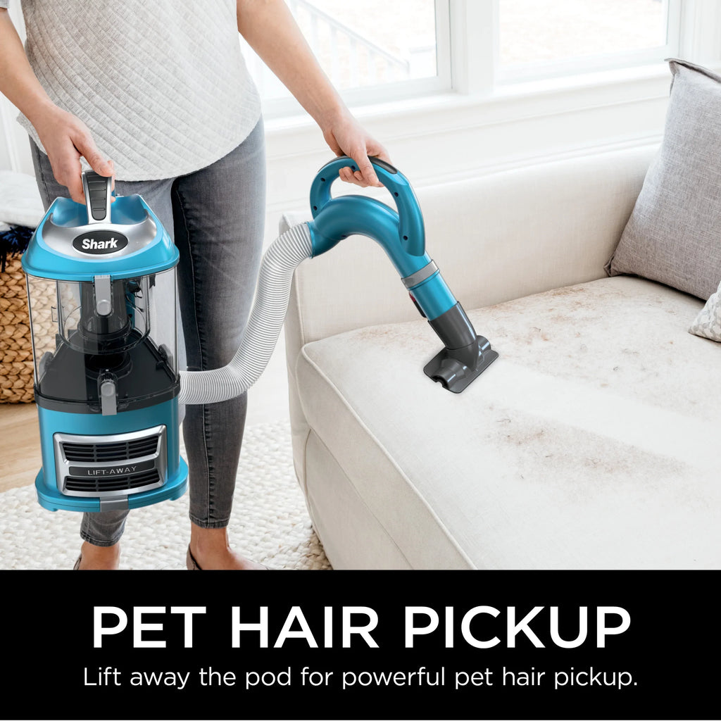 Nouveauté 2026 – Aspirateur vertical Shark Navigator Lift-Away : aspiration puissante, sans sac, pour sols durs et moquettes, grand bac à poussière, filtre HEPA, direction pivotante, suceur plat et brosse pour tissus d'ameublement, NV380, bleu