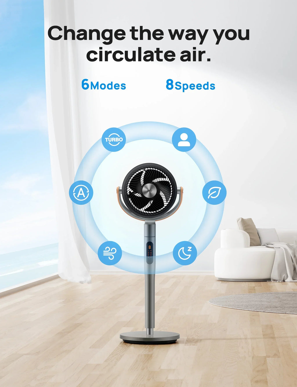 Nouveauté 2026 – Ventilateur sur pied Dreo avec télécommande, ventilateur silencieux de 109 cm (43 po) pour la chambre à coucher, ventilateurs de sol oscillants intelligents de 305 cm (120 po) + 267 cm (105 po) avec Wi-Fi et commande vocale, compatib
