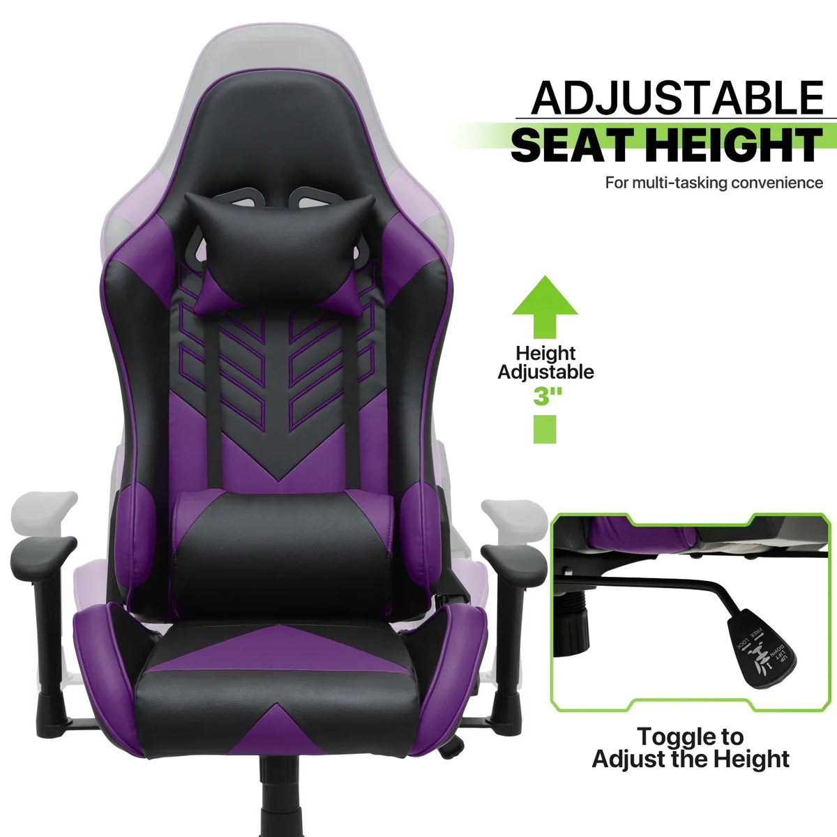 Nouveauté 2026 – Chaise de jeu ergonomique Magshion , chaise de jeu confortable, chaise de bureau en cuir, chaise de jeu pivotante et réglable, bleue