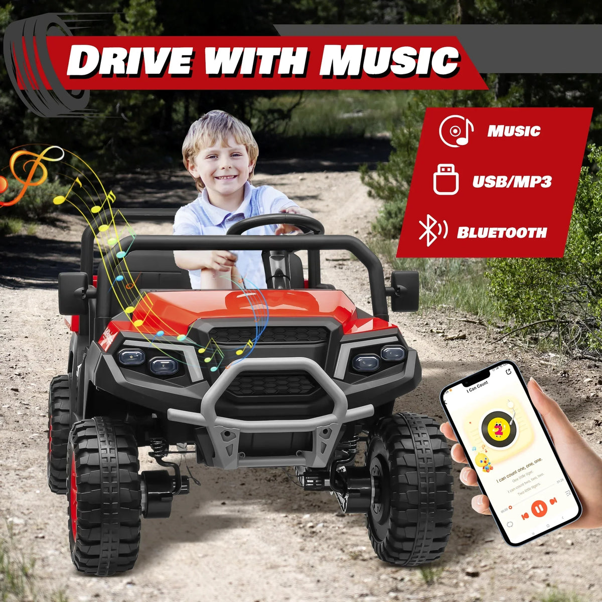 Nouveauté 2026 – Joyracer , véhicule tout-terrain électrique (UTV) 24 volts pour enfants, 2 places, avec télécommande. Voiturette de golf électrique avec 4 moteurs de 200 W, remorque inclinable et pelle, suspension à ressorts sur les 4 roues, musique