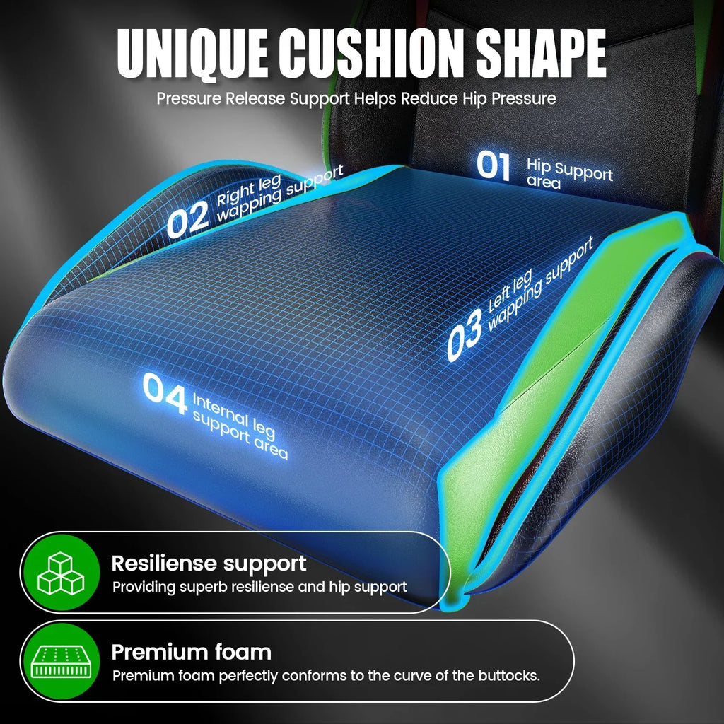 Nouveauté 2026 – Chaise de jeu Bigzzia , chaise de bureau ergonomique avec appui-tête et soutien lombaire réglables en hauteur, pour adultes et adolescents, noir et blanc