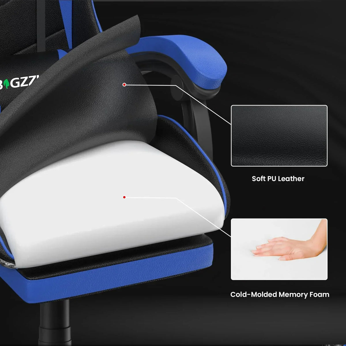 Nouveauté 2026 – Chaise de jeu Bigzzia , chaise de bureau ergonomique avec appui-tête et soutien lombaire réglables en hauteur, pour adultes et adolescents, noir et blanc