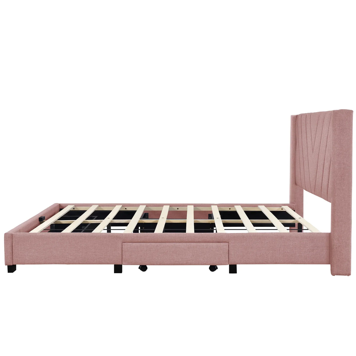 Nouveauté 2026 – Cadre de lit Queen Sesslife avec rangement, nouveau lit plateforme rembourré en lin amélioré avec 3 tiroirs, lit de rangement Queen avec tête de lit et lattes en bois, aucun sommier requis, supporte 227 kg, beige