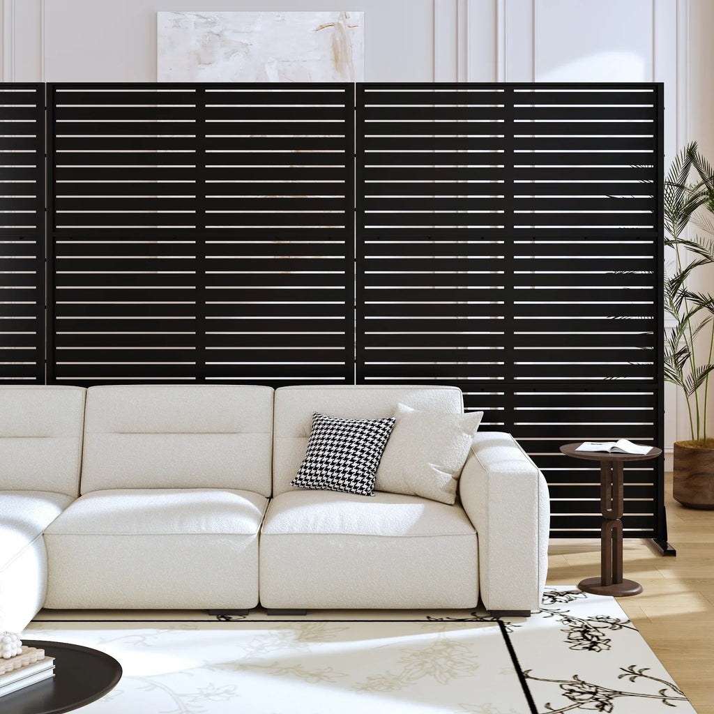 Nouveauté 2026 – Panneau de séparation extérieur en métal noir MAYEERTY 72*47" pour patio, style classique à persiennes