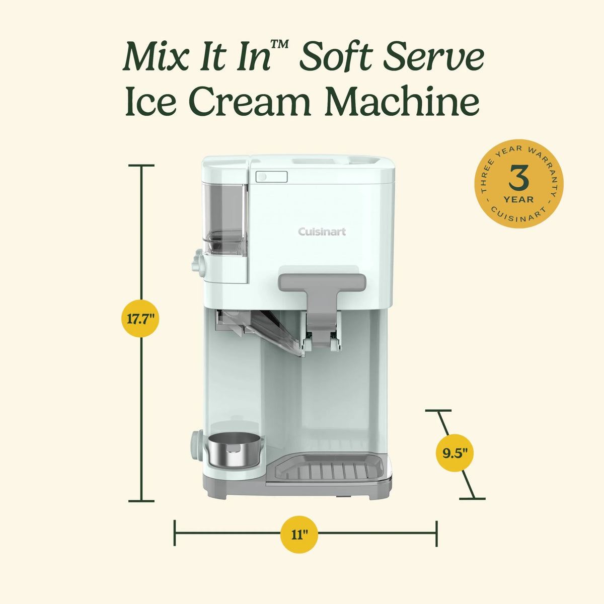 Nouveauté 2026 – Machine à glace molle Cuisinart - Mix It In, vert menthe