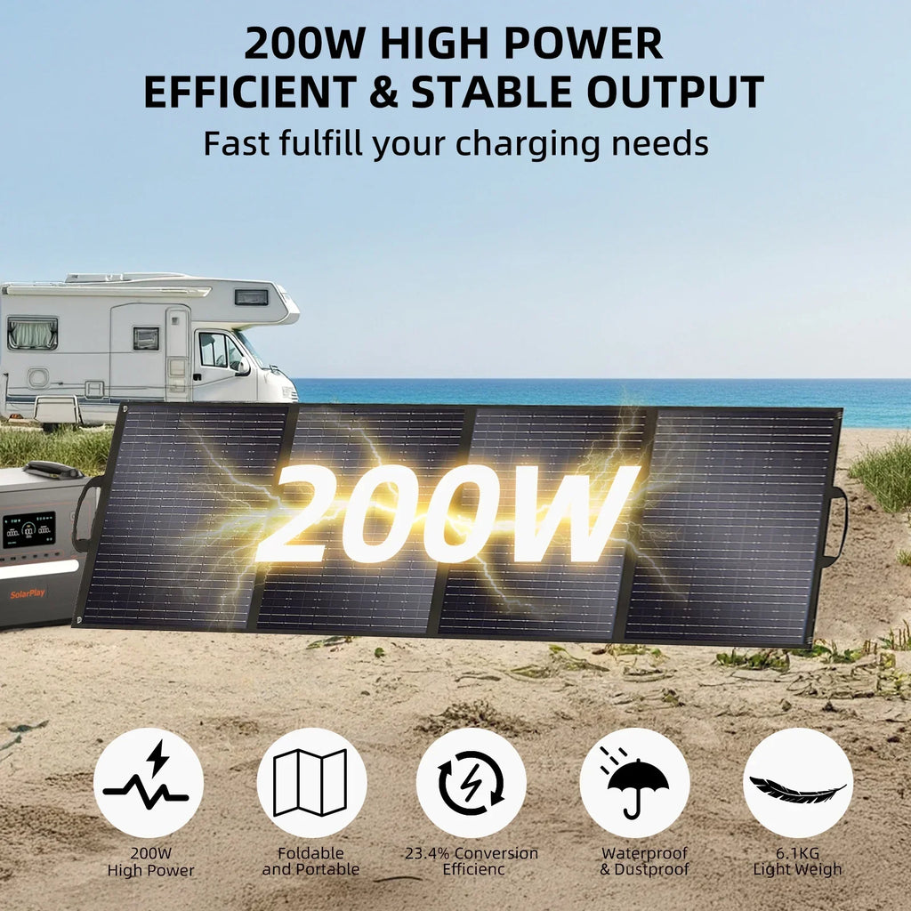 Nouveauté 2026 – Générateur solaire Solarplay 2400 W (4800 W en crête), avec panneau solaire de 400 W et batterie LiFePO4 portable de 2160 Wh, idéal pour le camping, la maison et les véhicules de secours
