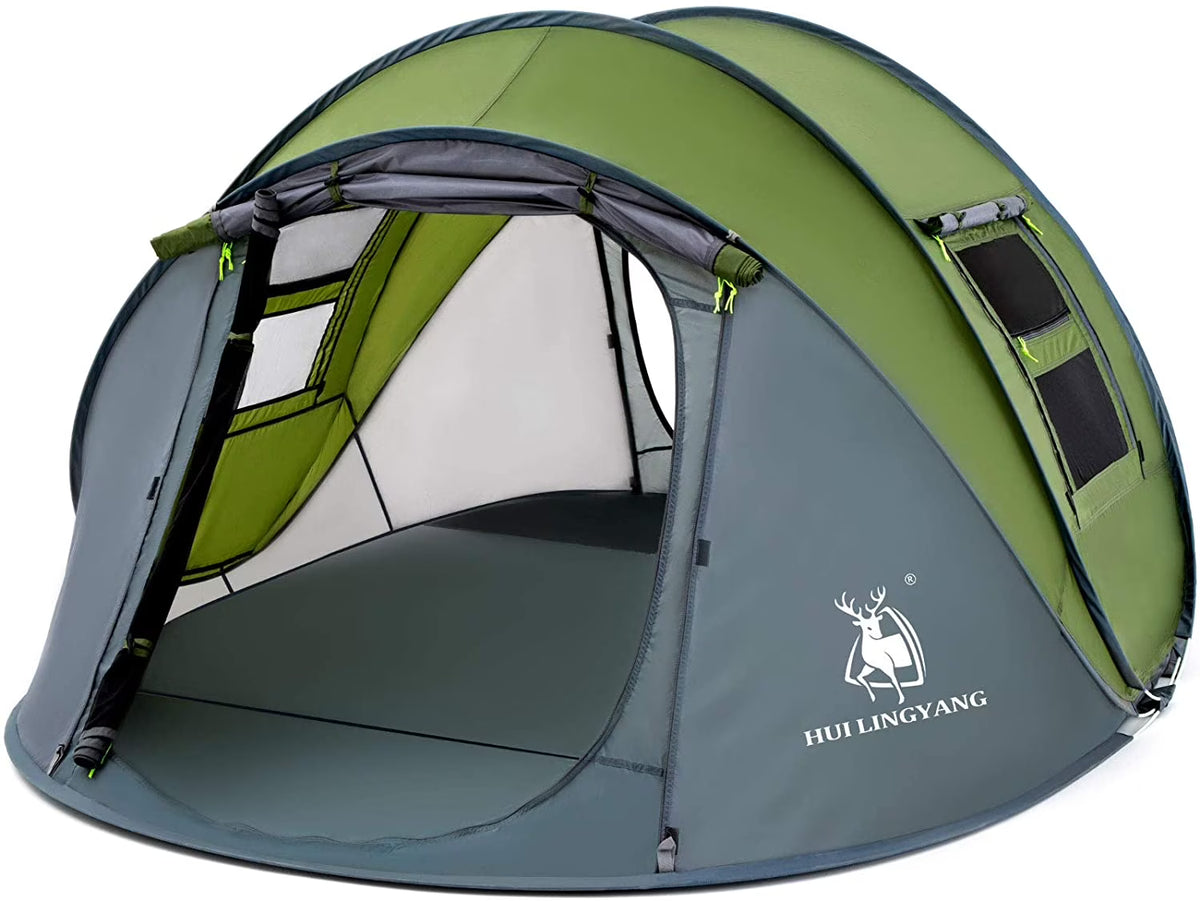 Nouveauté 2026 – Nouvelle tente 4 personnes facile à monter , 24 x 17 x 132 cm, imperméable, montage automatique, 2 portes - Tente familiale instantanée idéale pour le camping, la randonnée et les voyages