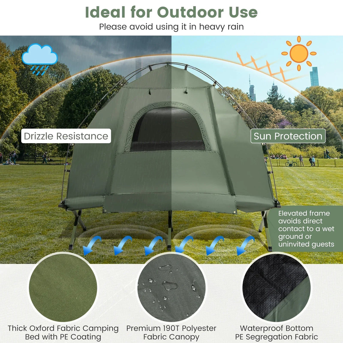 Nouveauté 2026 – Lit de camp gonflable Goplus 1 personne imperméable avec matelas gonflable, oreiller et sac de couchage