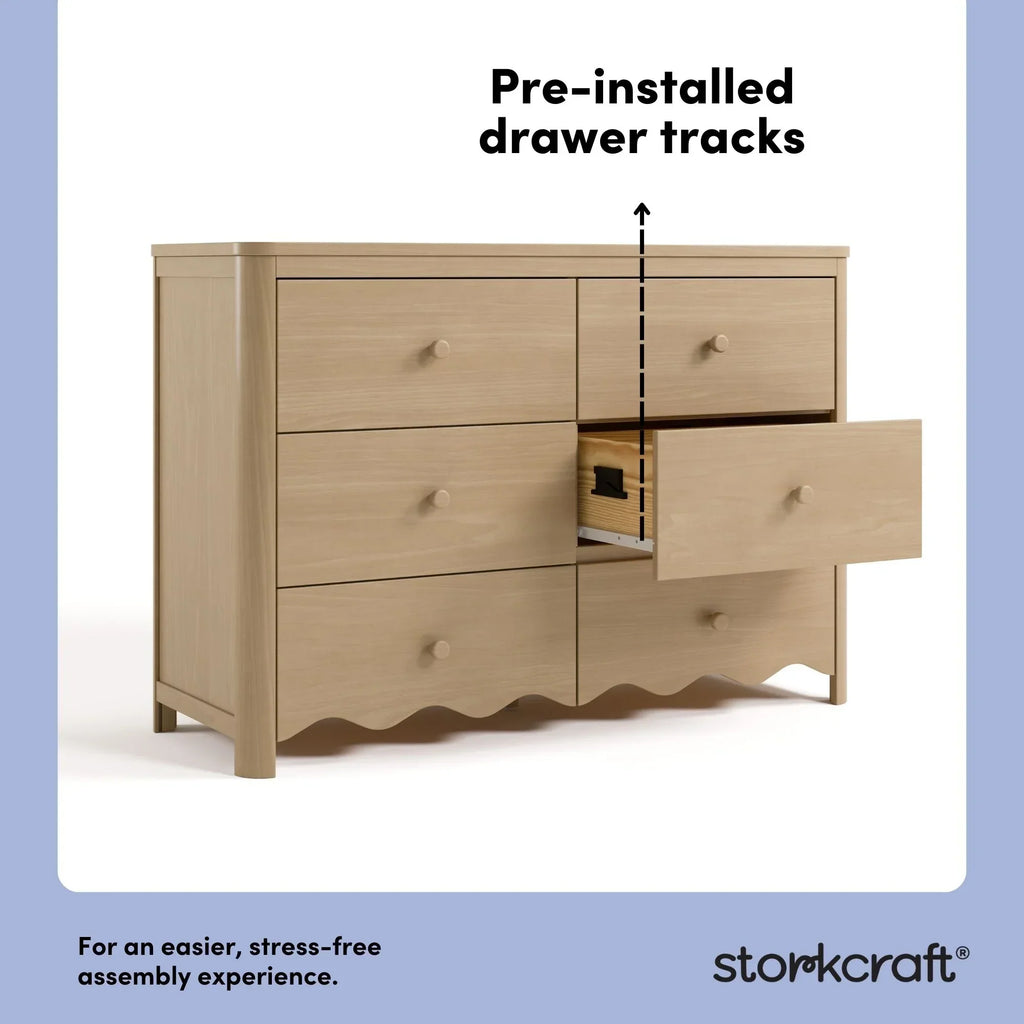 Nouveauté 2026 – Commode pour chambre d'enfant Storkcraft Casablanca 6 tiroirs, couleur sauge