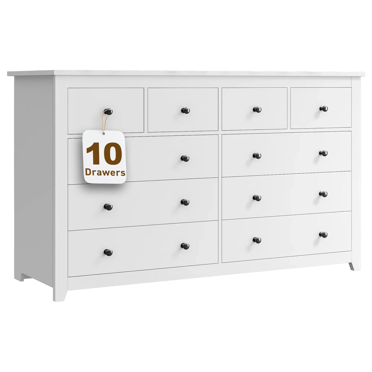 Nouveauté 2026 – Commode blanche EnHomee pour chambre à coucher, 10 tiroirs, commode moderne en bois, commode large pour adultes