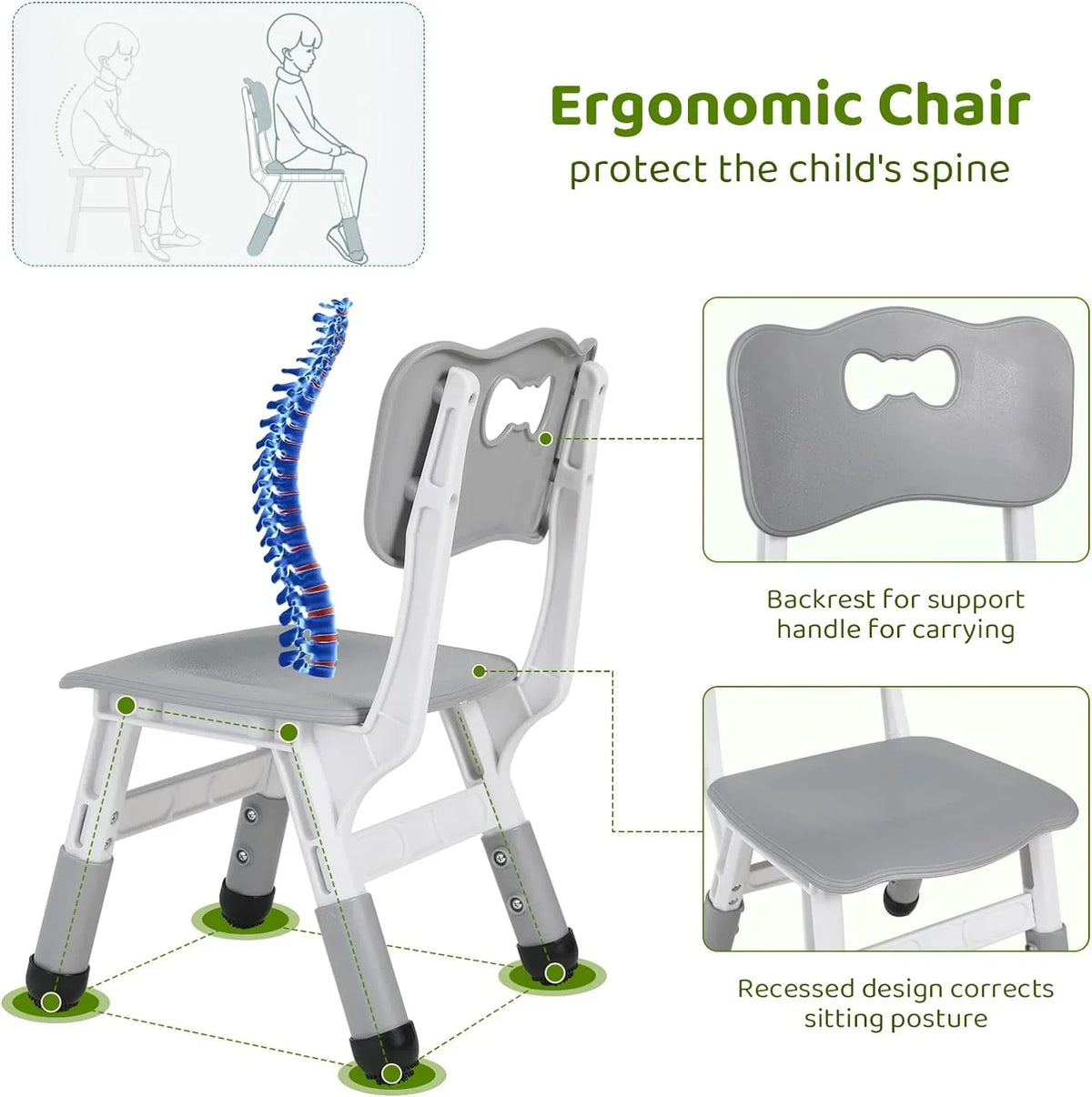 Nouveauté 2026 – Ensemble table et chaises pour enfants Arlopu 5 pièces , hauteur réglable, table d'activités et 4 chaises pour les tout-petits, idéal pour étudier, gris