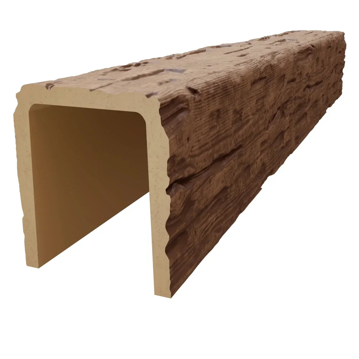 Nouveauté 2026 – Ekena Millwork 3 1/2 po L x 3 1/2 po H x 120 po P 3 côtés (poutre en U) Bois de récupération HeritageTimber Faux bois Poutre de plafond, Brun Kona
