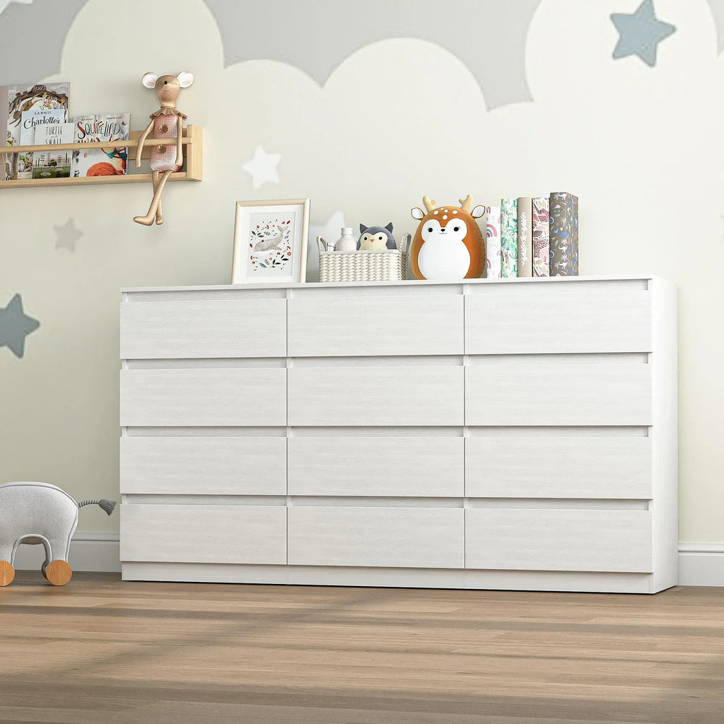 Nouveauté 2026 – Commode Resenkos moderne style milieu du siècle, 6 tiroirs, large, pour chambre à coucher, grise