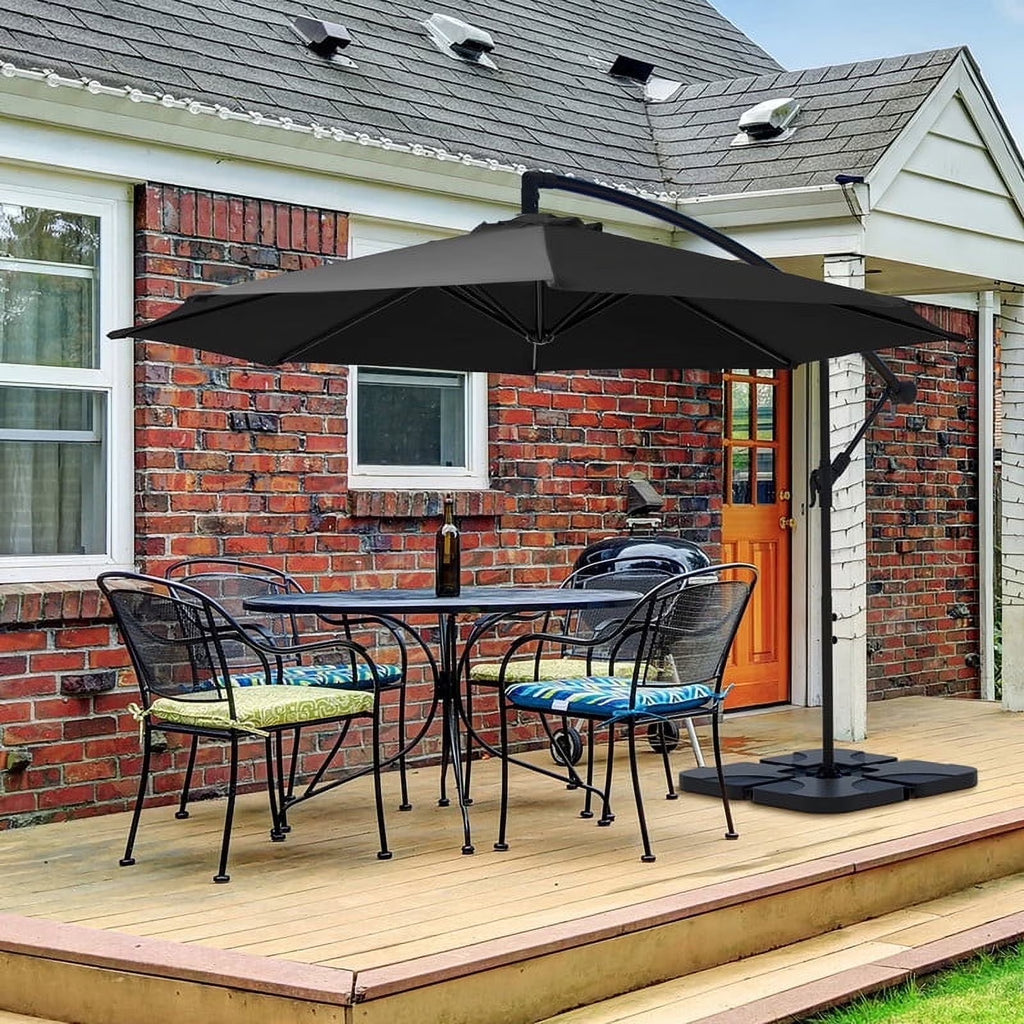 Nouveauté 2026 – Parasol déporté suspendu JUSTLET de 3 m (10 pi) robuste avec base en 4 pièces incluse, beige