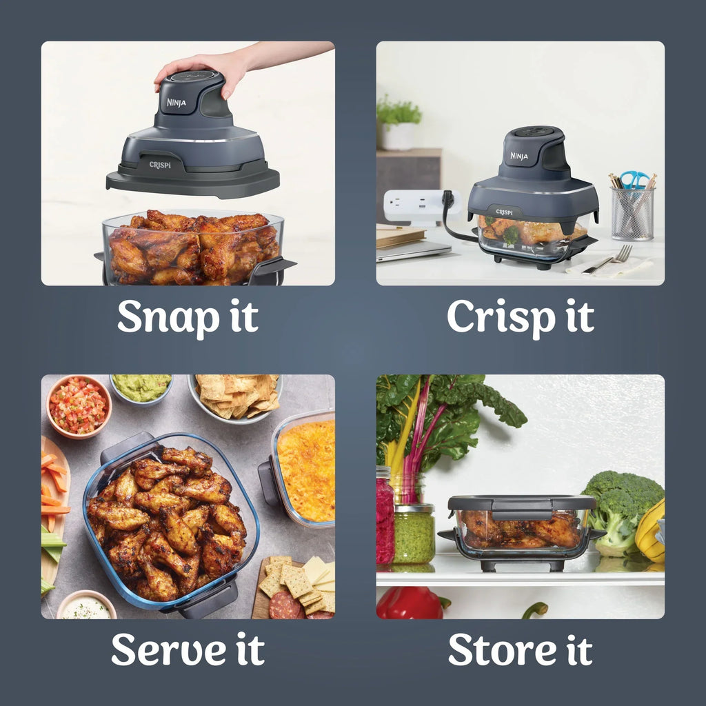 Nouveauté 2026 – Friteuse à air portable Ninja Crispi 4-en-1 en verre , récipients de 4 pintes et 6 tasses, Cyberspace