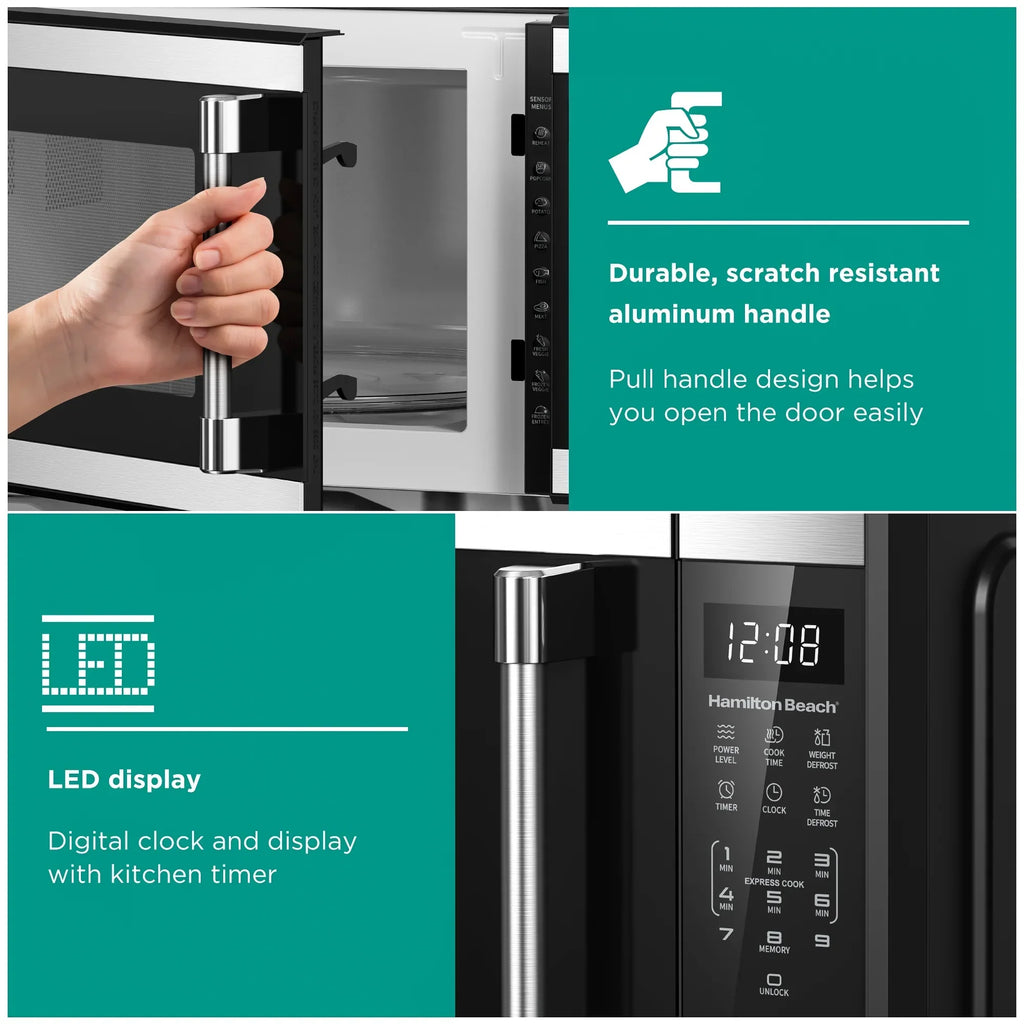 Nouveauté 2026 – Four à micro-ondes de comptoir Hamilton Beach , 1,1 pi³, noir et acier inoxydable